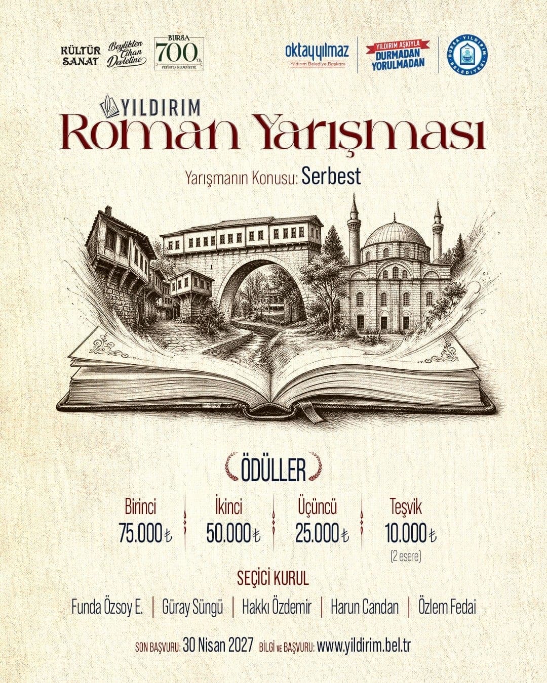 Yıldırım'da Roman Yarışmasına Davet